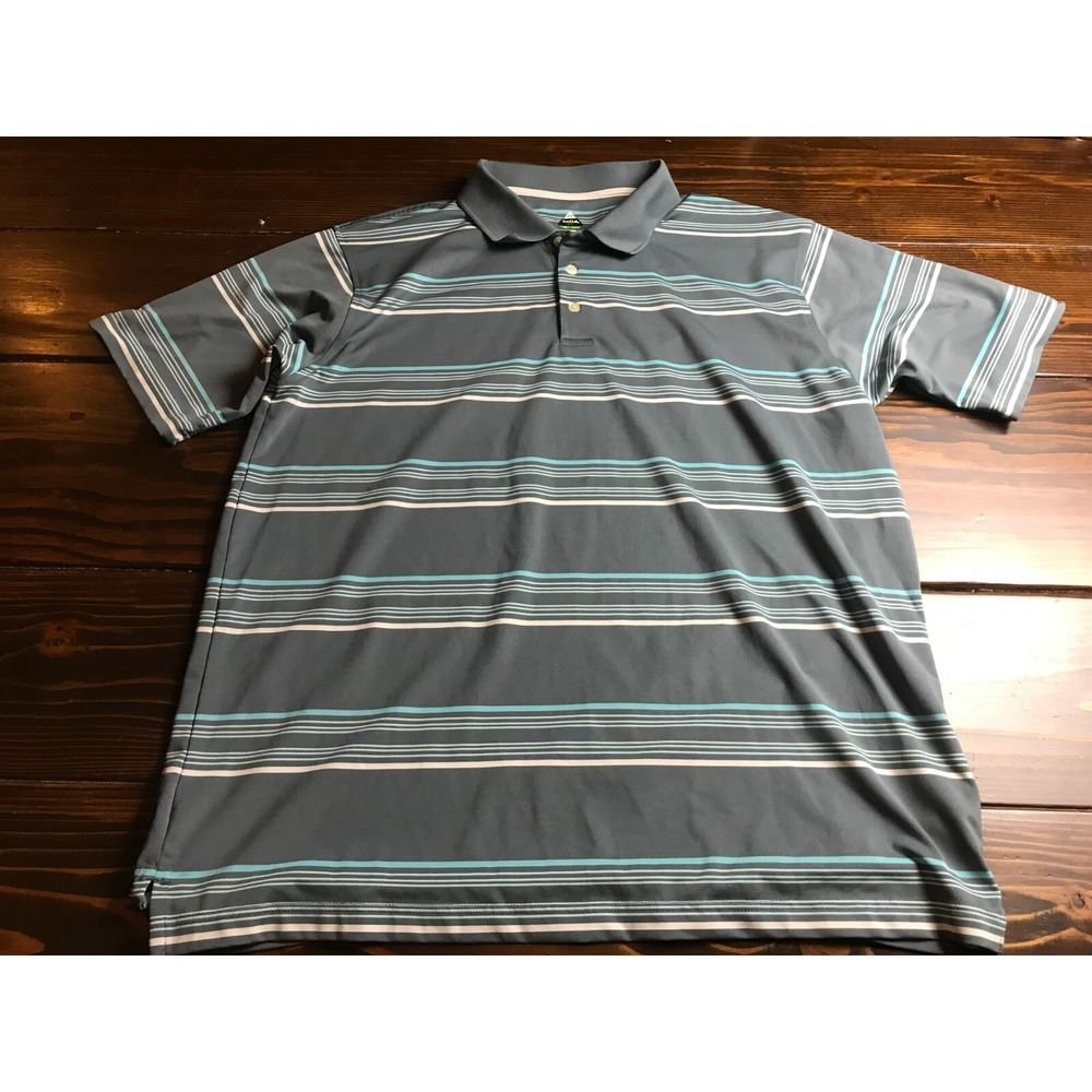 Bollé Shirt, Men's Size XL, Gray Blue, Striped, Golf Polo, Short Sleeve